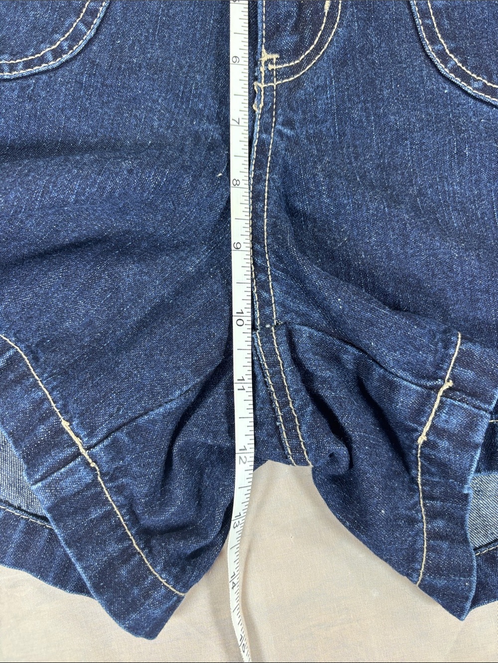 VTG Y2K Garage Dark Blue Denim Patch-Pocket Shorts Woman SZ 7 Summer mid-Waist - Picture 7 of 13